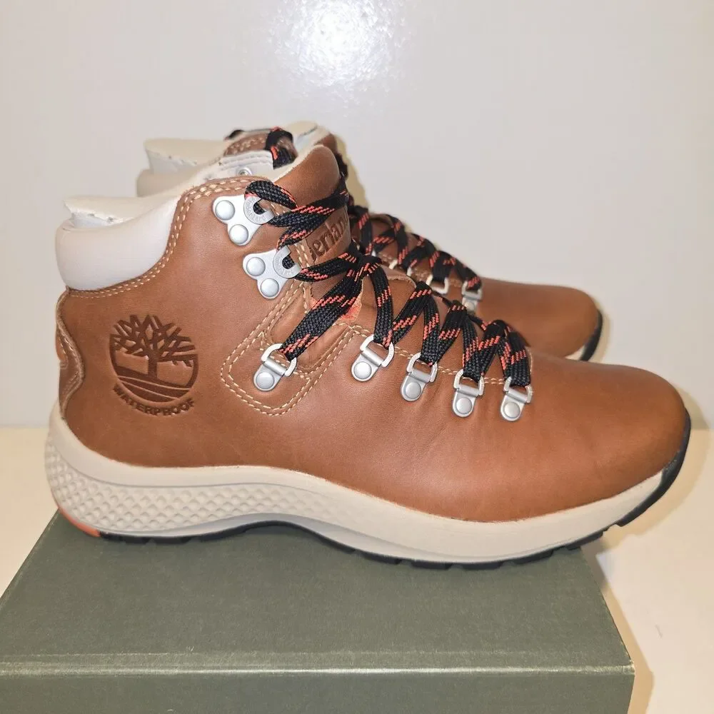 TIMBERLAND FLYROAM WATERPROOF MEDIUM BROWN LEATHER A1RMA MENS US SIZE: 7.5